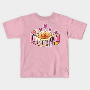 queenager tattoo banner and tiara Kids T-Shirt